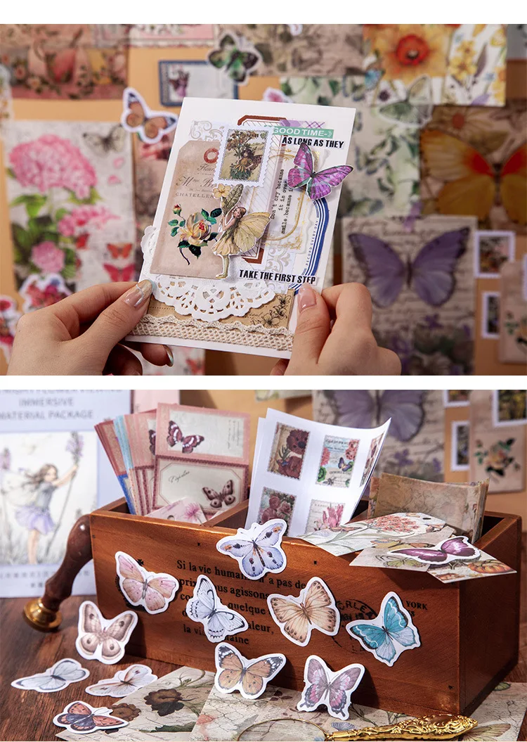 Flower Fairy Material Craft Paper Packs Scrapbooking Happy Planner DIY Collage Sticker Decoration Photo Albums