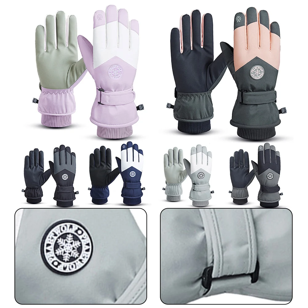 

1 пара зимние лыжные перчатки для мужчин и женщин уличные теплые ветрозащитные водонепроницаемые перчатки с пальцами перчатки для сенсорного экрана
