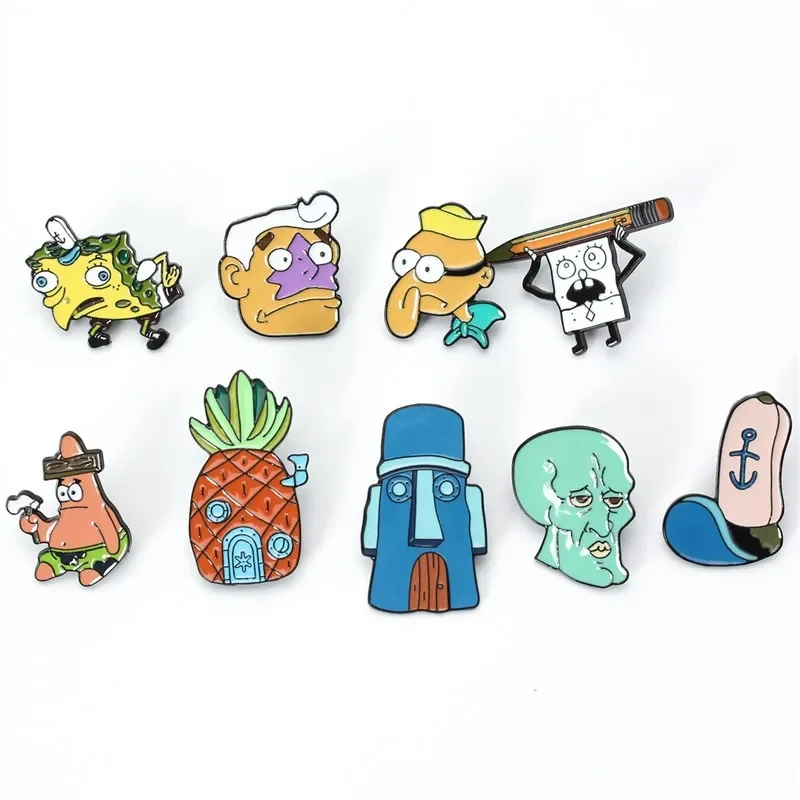 

Sponge-Bob SquarePants Brooch Holding Chest Pin Patrick Pencil Squidward Mermaid Man Personalized Fashion Trend Badge Clip Cute