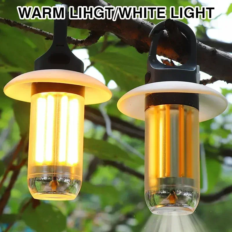 Mini LED Camping Lights Warm white Dual-light Flashlight Multifunctional Emergency Lighting Keychain