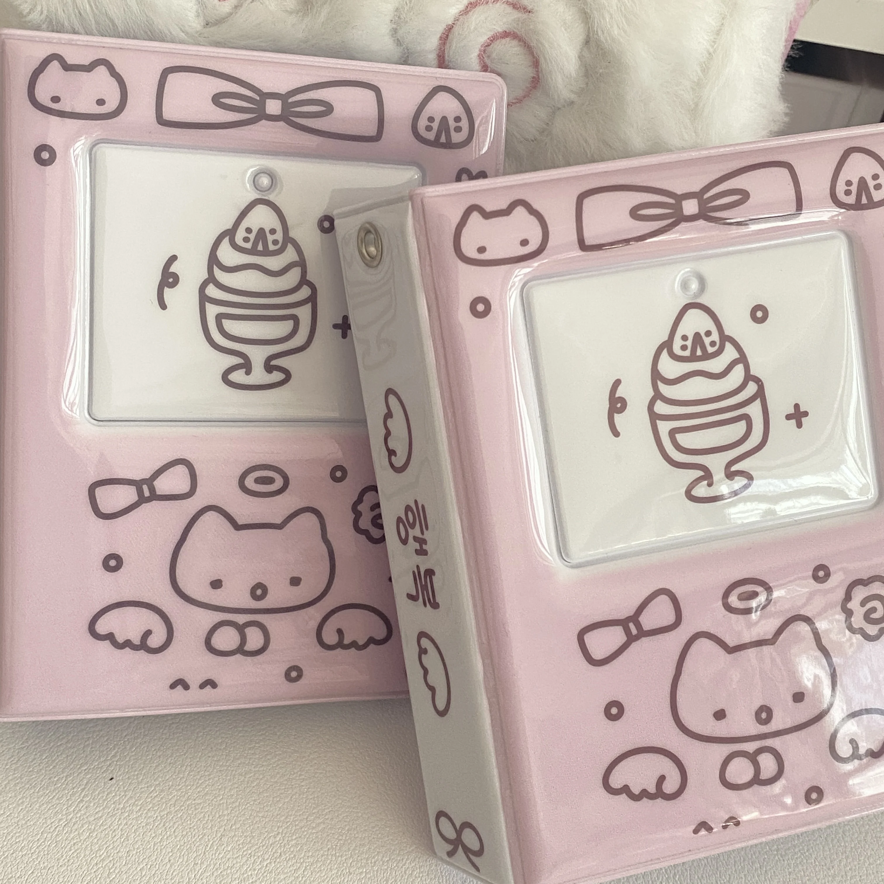 Steve Cute Pink Purple Graffiti Cat Dessert 3 Inch 1-frame Photo Album Kpop