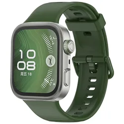 Silicone Woven Sports Smartwatch Strap Bracelet Wristband for Watch Fit 4 Pro (Official green)