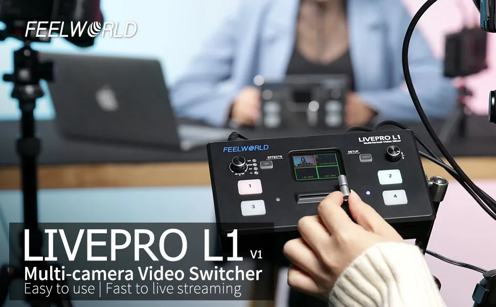 FEELWORLD LIVEPRO L1 V1 Multi Format Video Mixer Switcher 4xHDMI Inputs Camera P