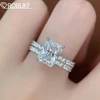 D Color Full Moissanite Engagement Rings for Women Emerald/Radiant/Round Cut Diamond 925 Sterling Silver Wedding Band with GRA 1