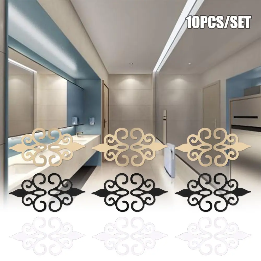10PCS PVC Self-adhesive TV Background Home Decor Living Room Embellishment 3D Mural Flower Shape Decal Wallpaper Mirror Stickers