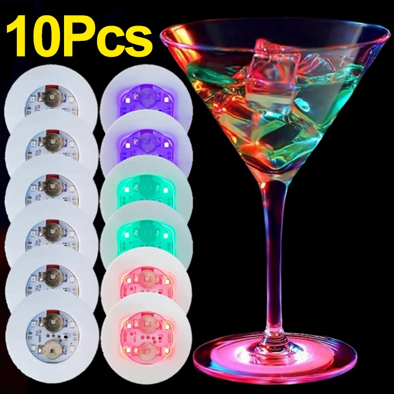 LEDCoasterStickersLuminousDrinkingGlassCupPadsLampWineLiquor