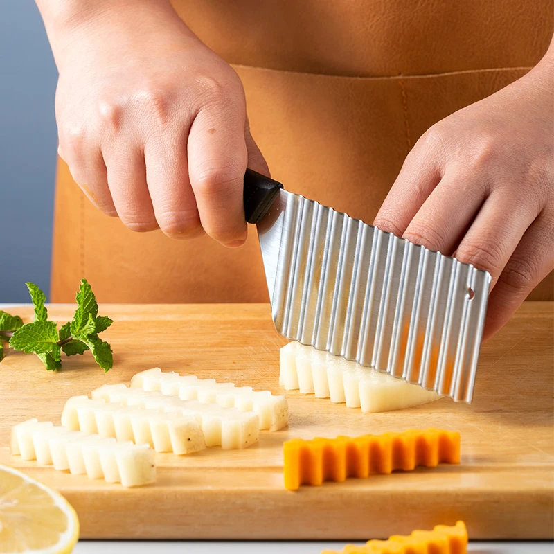 Stainless Steel Kitchen Knife Wave Potato Chip Slicer Cutter French Fry Cutter for kichen