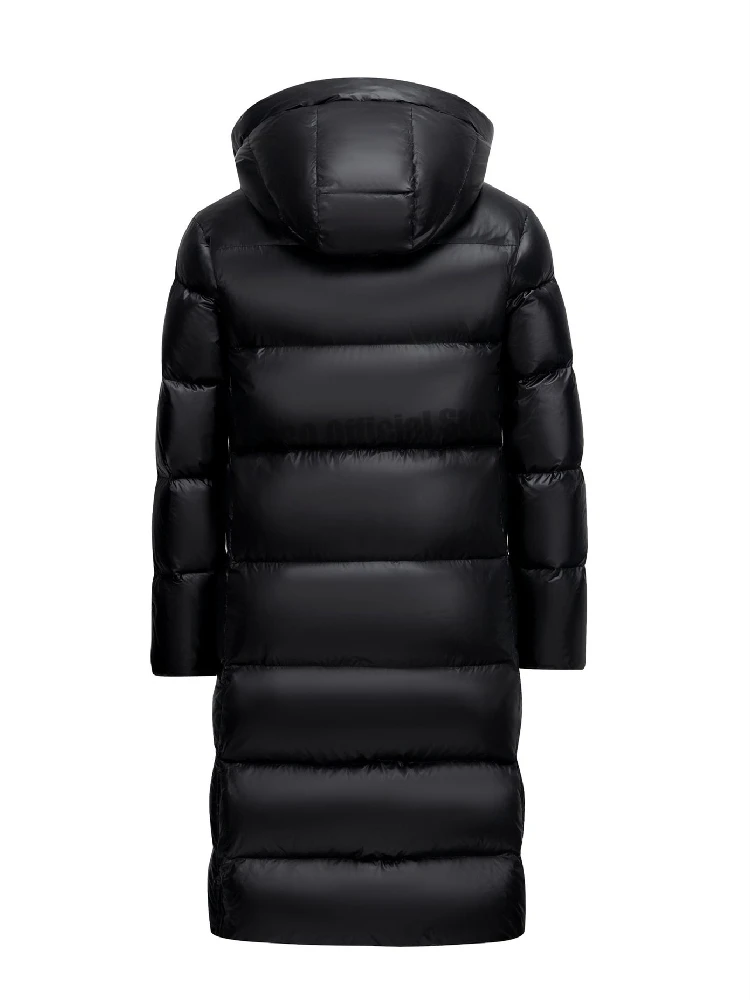 Men's Women Thick Winter Warm X-long Jackets 90% White Goose Down Couple Hooded Coat