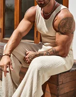 Summer New Men’s Sleeveless Vest and Pants Set, Fashionable Fitness, Sports, Leisure Vacation, American Commuting 2-Piece set