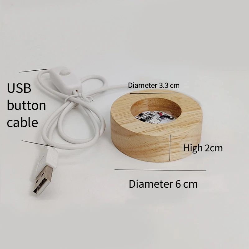 Wooden LED Light Dispaly Base Crystal Glass Resin Art Ornament Wooden Night Lamp Base LED Light Rotating Display Stand 6cm led lights lamp holder lamp bulb holder rotating display stand lamp base led lamp base diy lighting accessories
