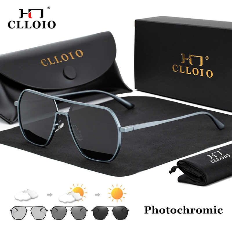 

CLLOIO New Trend Aluminum Photochromic Sunglasses Men Women Polarized Sun Glasses Chameleon Anti-glare Driving Eyeglasses UV400