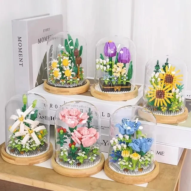 Building Block Flower Micro Particle Assembly for CHILDREN'S Building Block Toys Roses Tulips Tabletop Decorations Gifts 1