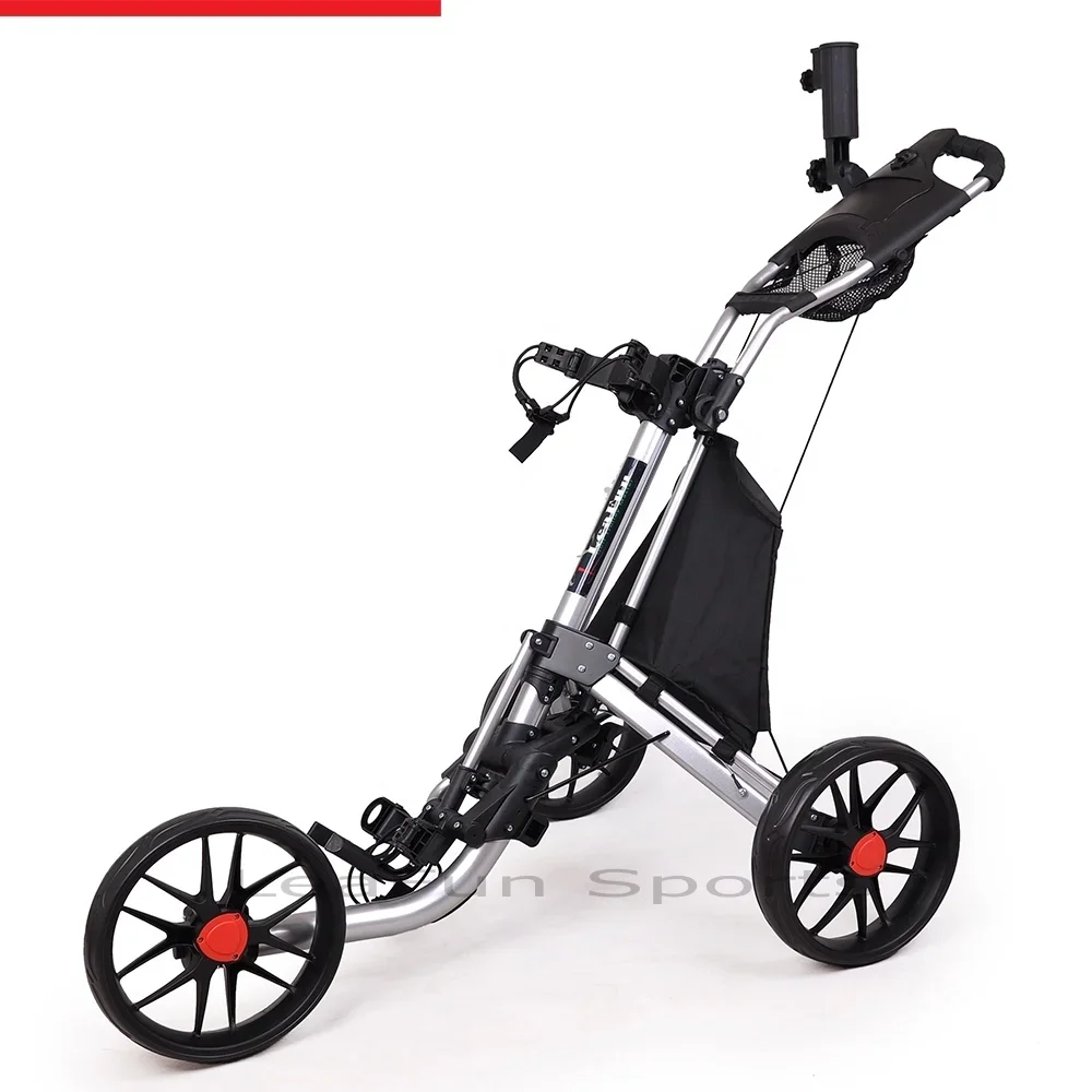 Push Golf Trolley With Big Free Wheels ,Aluminium Frame Including The Foot Brake,Score Card Holder,easy Fold System
