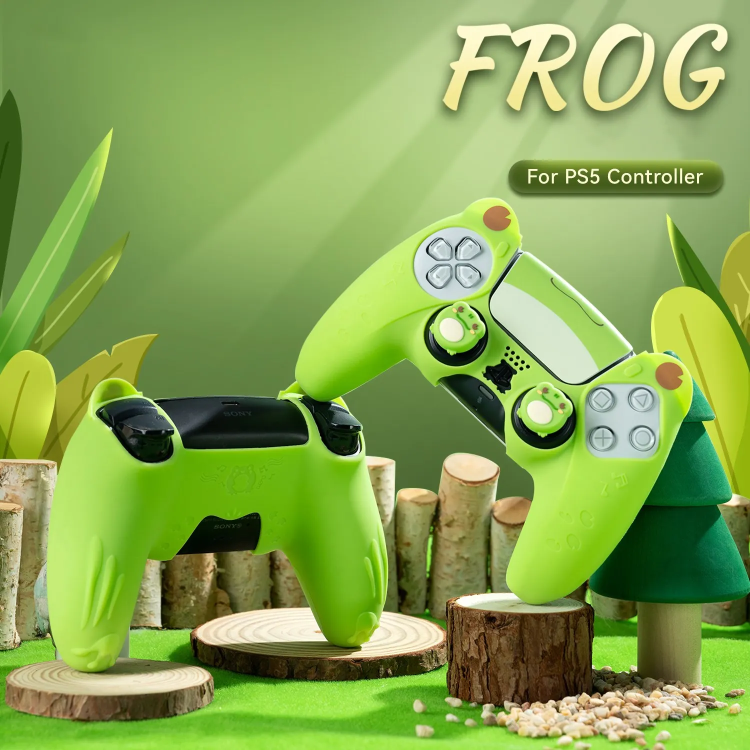 Geekshare Sapo Capa de Silicone Pele para Ps5 Estojo Controlador Concha Protetora Verde para Sony Playstation Acessórios para Jogos Presente - Image 5