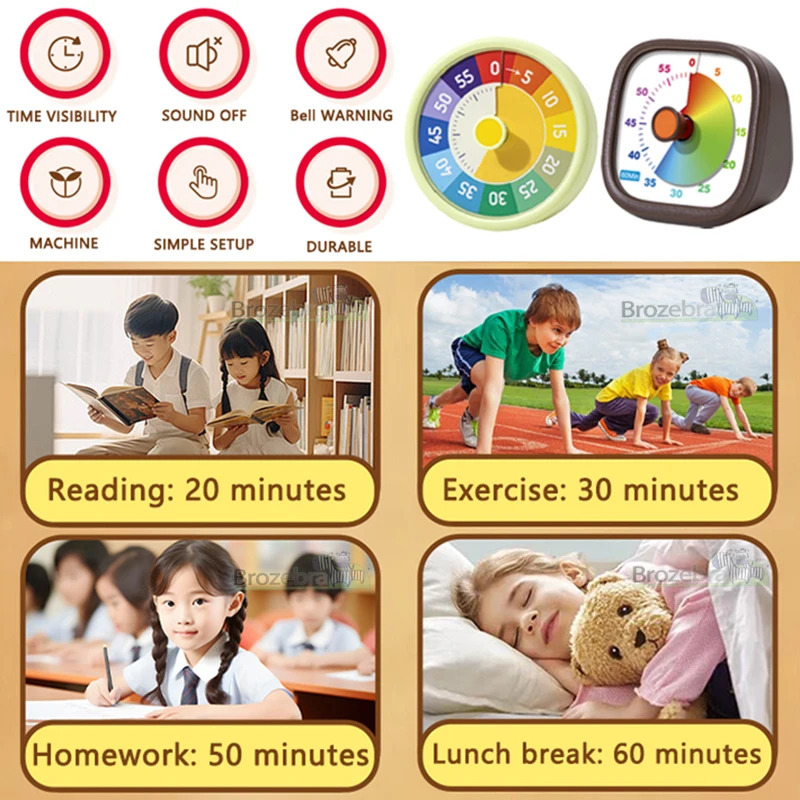 ABS Silent Desk Timer for Kids Educational Time Management