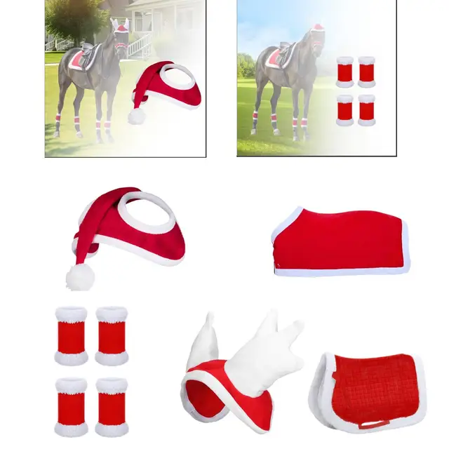 Horse Christmas Hat, Xmas Horse Hat Equestrian Equipment Riding Race Horse Santa 4