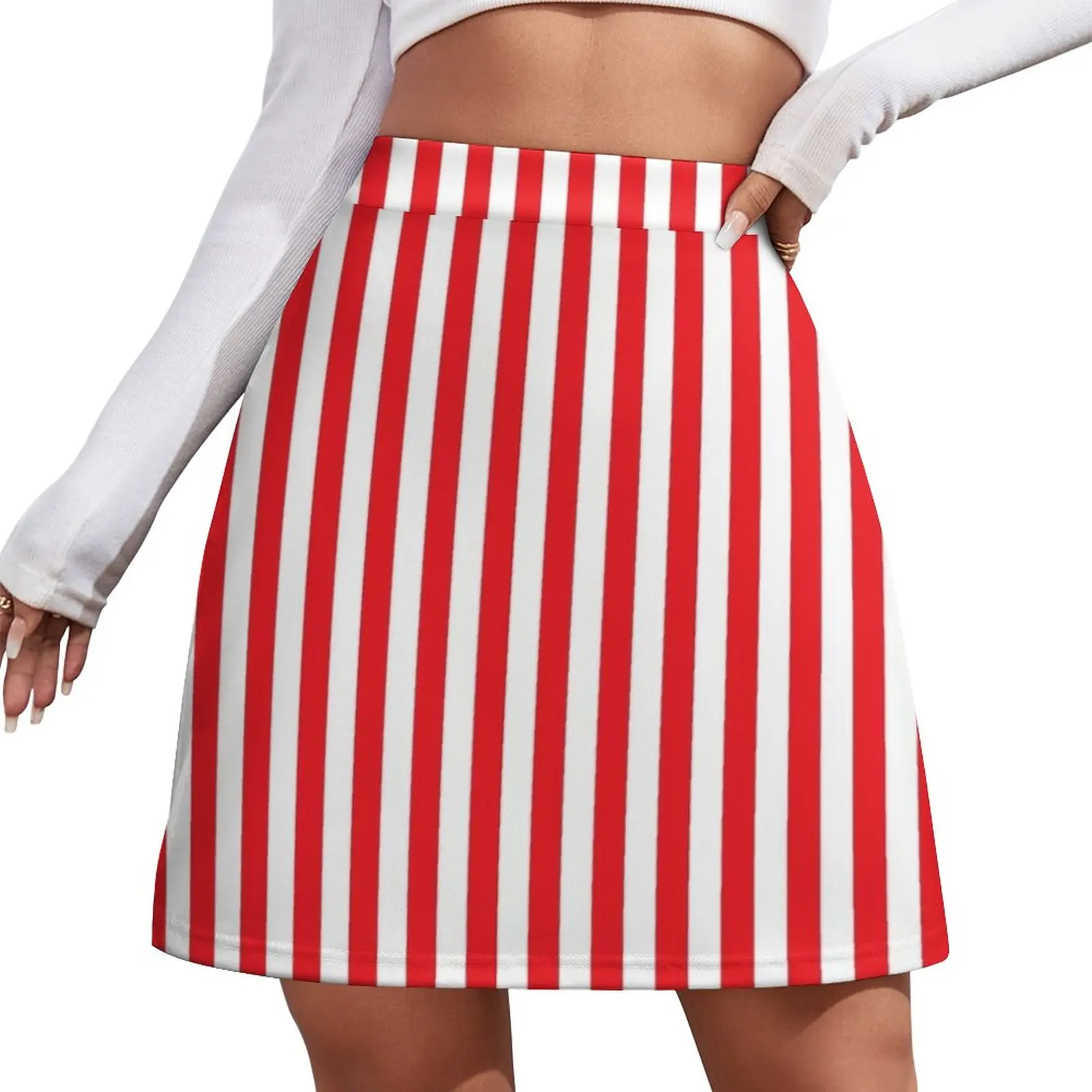 

RED WHITE VERTICAL STRIPE Mini Skirt skorts for women summer dress women 2024 Sexy mini skirt