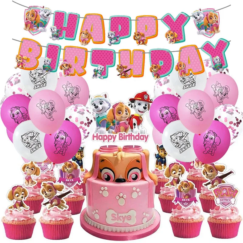 Dog Balloons Set Disposable Tableware Party Decorations for Paw Patrol Cartoon Animation Birthday