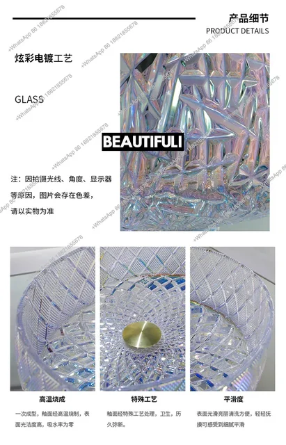 อ่างล้างหน้าแบบตั้งโต๊ะโรงแรม RR Glass อ่างล้างมือ อ่างล้างหน้าแบบหล่อขึ้นรูปด้วยคริสตัลเคลือบสีสันสดใสแบบโปร่งใสสำหรับระเบียง 5