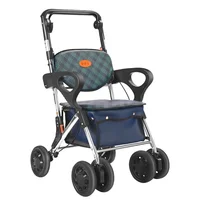 Large Capacity Aluminum Folding Mobility Scooter, Elderly Grocery Cart, Hands-Free Push, Sit and Push Shopping Trolley 1