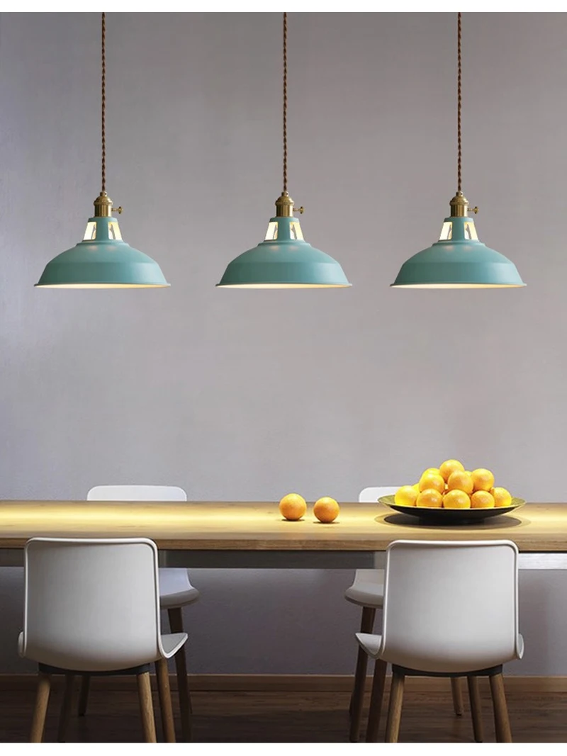 Industrial Colorful Pendant Light Loft Suspension Luminaire Restaurant Kitchen Hanging Light Chandelier Ceiling Lamp Decorative