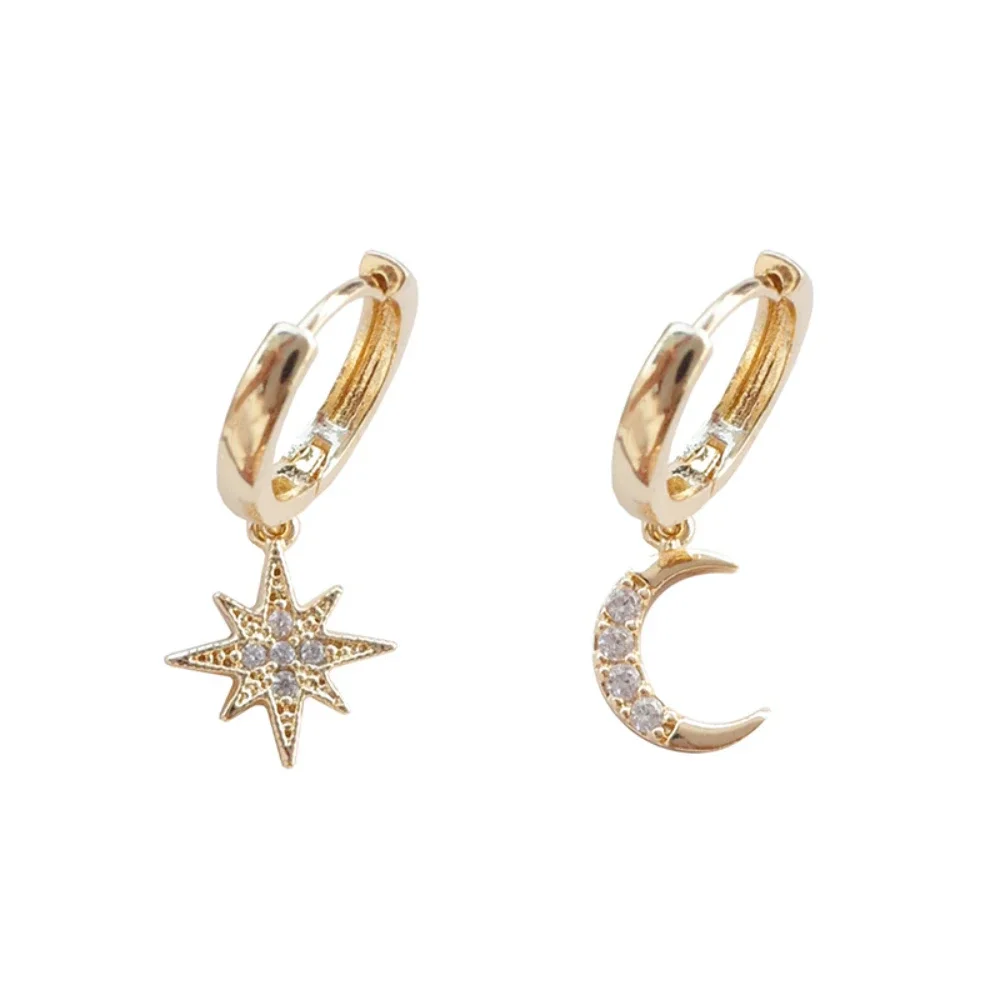 New 2024 contracted delicate crystal star temperament drop earrings female Korean classic style small earrings fashion jewelry