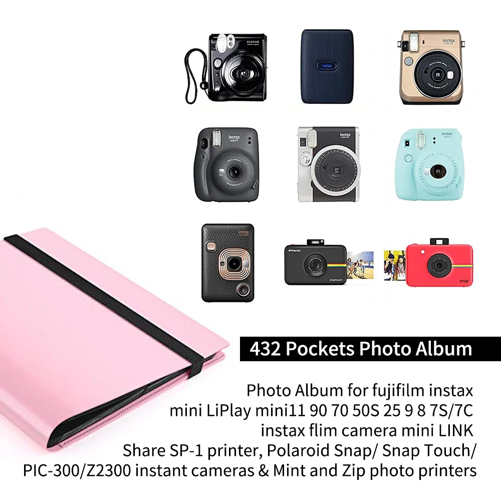 432 Pockets Photo Album for Fujifilm Instax Mini 12 11 9 Evo 90 70 40 8 7 LiPlay Link 2 Instant Camera