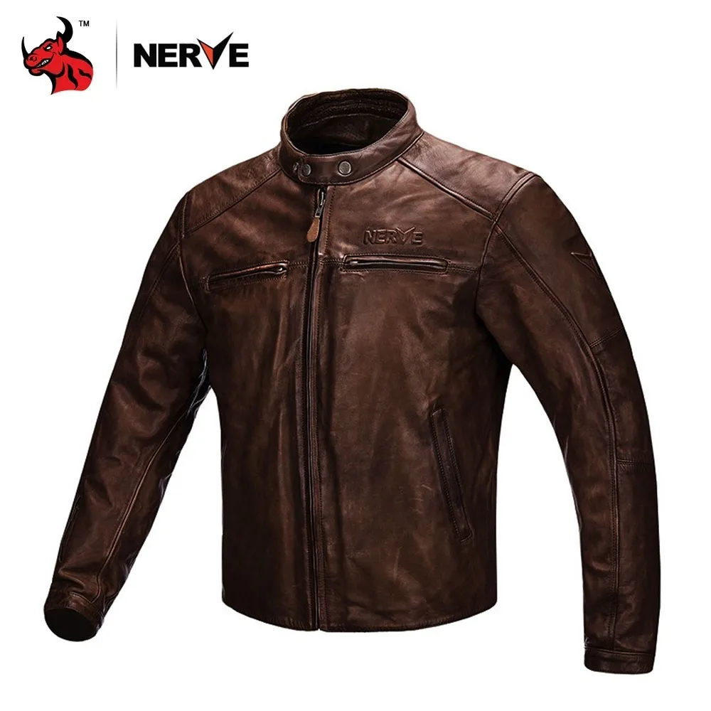 NERVE Motorcycle Cowboy Washed Leather Jacket Warm Motorcycle Jacket Breathable Anti-drop Men's And Women's Protective Jackets