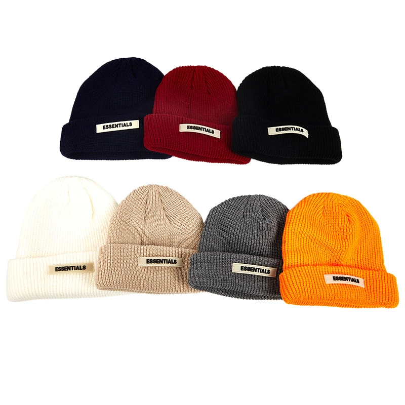 

Essentials Knitted Hats For Women Black Beanie Hat Winter Men Hats Women Hats For Women Skullcap Knitted Thick Hat kanye