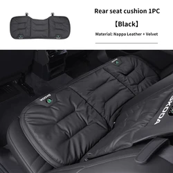 Luxury Velvet Car Seat Cushion with Leather Backrest Cover - Premium Auto Accessories (Rear - Black - 1pc)