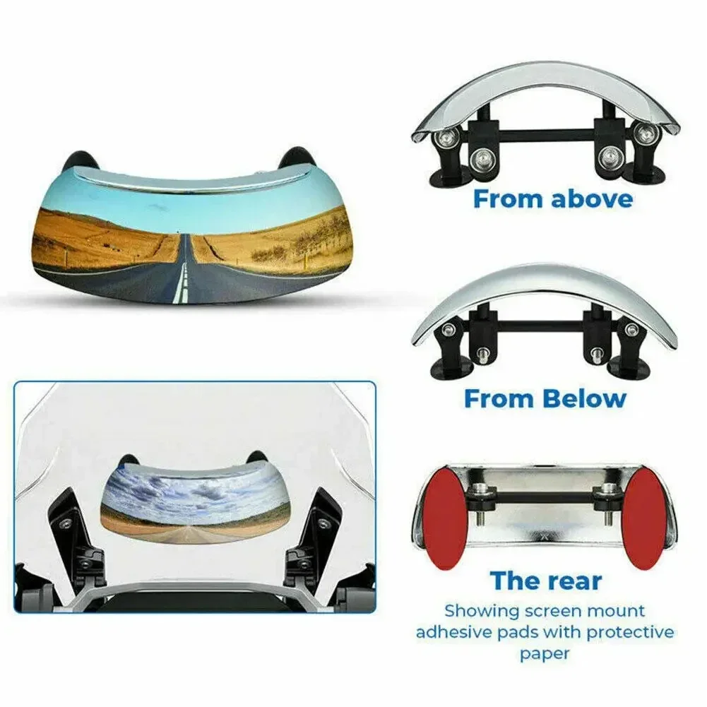 Motorcycle Front Gear Wind Wide-angle Rearview Mirror Large Field of View Blind Spot 180 Degree Reflective Reversing Mirror