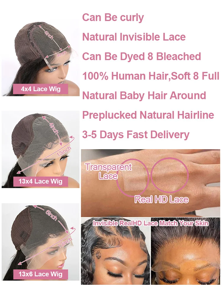 Loose Deep Wave 13x6 HD Lace Frontal Human Hair Wig Brazilian Curly Wigs 13x4 100% Human Hair Lace Front Wig Pre Plucked Remy