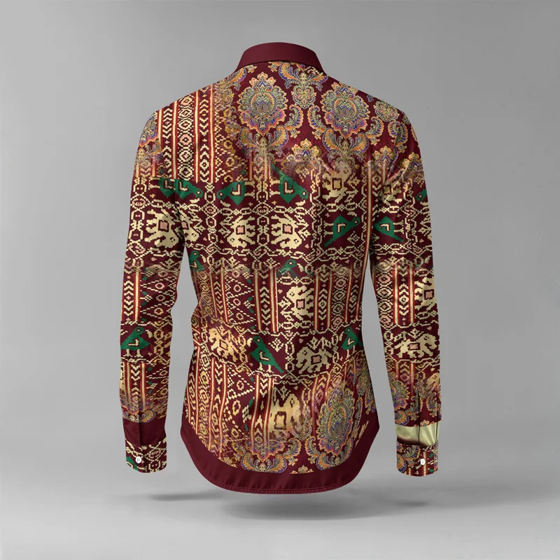 2025 Spring Summer Men Shirt Set Brand Print Fashion Printing Two Piece Set Mens Light Luxury Lightweight Party Long Sleeves_voghion.com