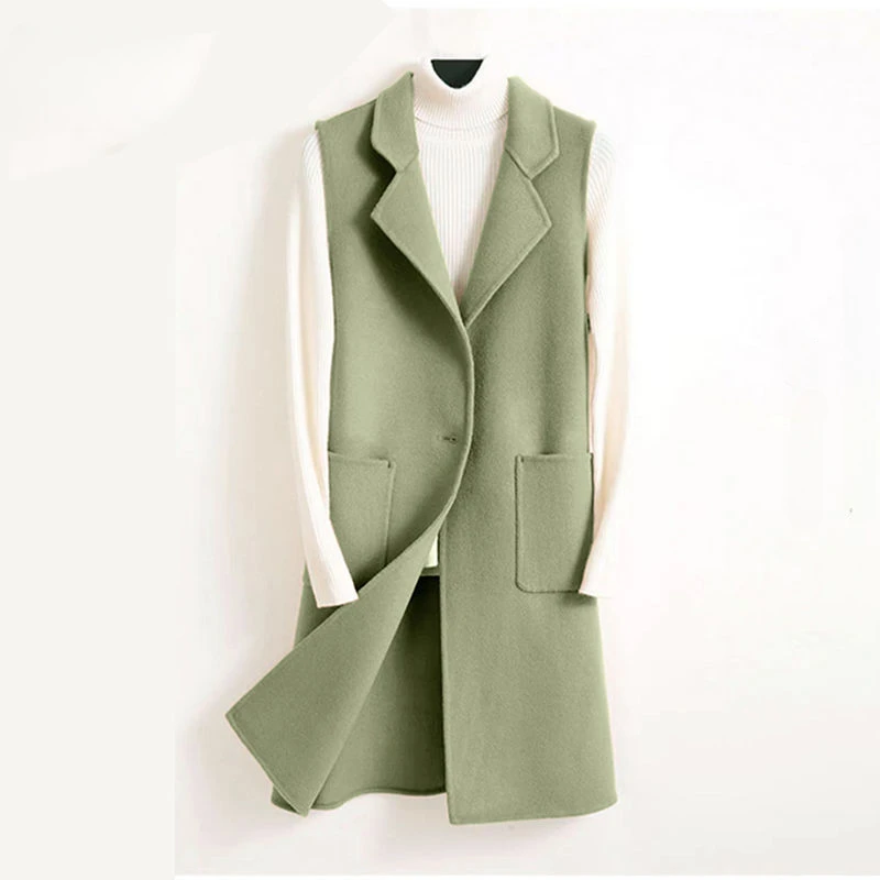 

Newest Fashion 2023 Autumn Winter Ol Woolen Long Vest Women Slim Office Ladies Sleeveless Jacket for V264