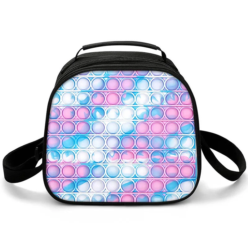 Classic Student Crossbody POP IT Semicircle Lunchbox Thermal insulation Food Lunch Bag 3D Printed Insulated Handbags Ice Bags