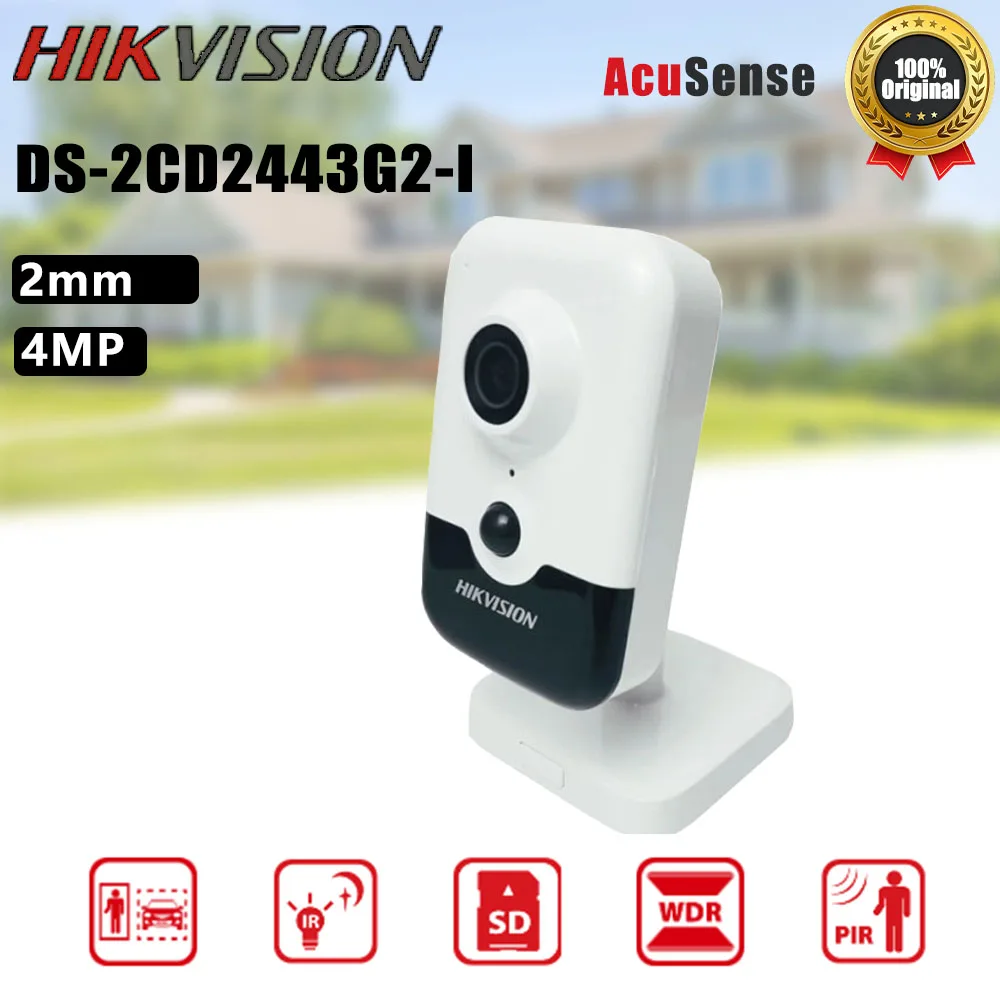 

New Hikvision DS-2CD2443G2-I 4MP AcuSense Mini Cube Network IP Camera Security POE H.265+ PIR Built-in Microphone Two-way Audio