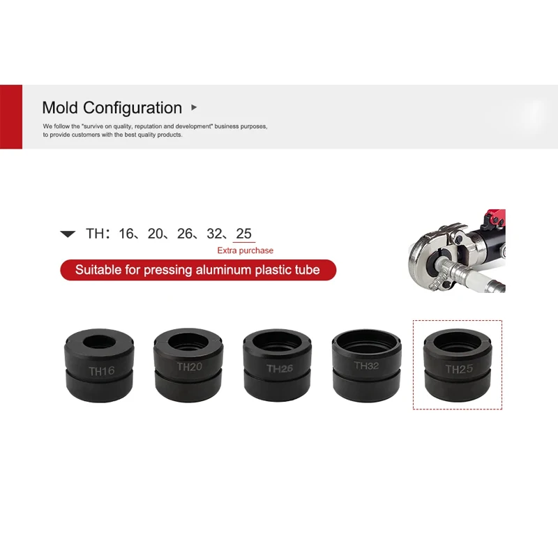TH 몰드 16, 20, 25, 26, 32mm 유압 파이프 클램프 몰드 GC-1632 TH타입 다이 파이프 크림핑 툴 죠우 CW-1632 및 GC-1525