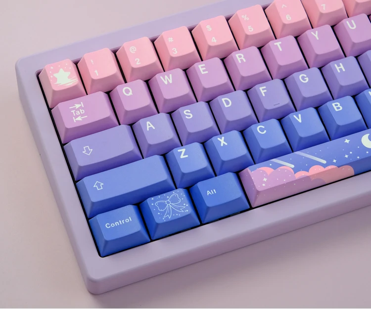 Star Moon Gradient Keycaps Perfil Cereja Pbt Sublimação Dye Teclado Mecânico Interruptor mx Gk61 Gk61 Gk61 Gk61 Gk75 136 Chaves - Imagem 5