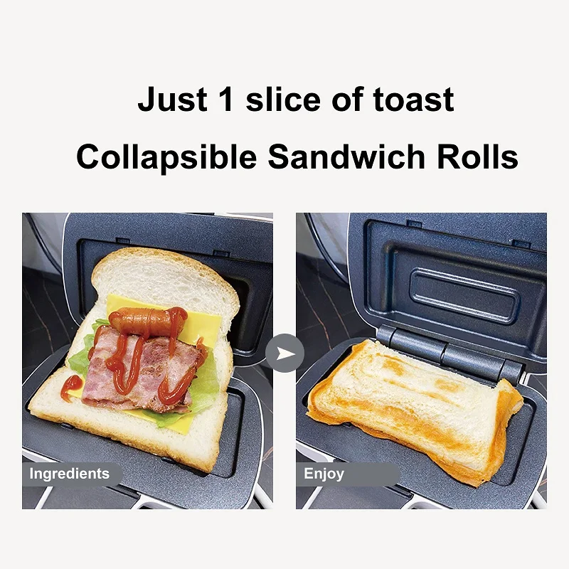 500W Sandwich Machine Home Mini Panini Light Food Breakfast Machine Non-Stick Double-sided Heating Toaster Waffle Maker 220V 3