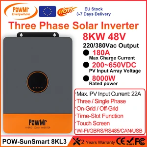 PowMr  8KW Three Phase MPPT Hybrid Solar Inverter 380Vac With 180A Charge Controller for 48Vdc Battery Max 800Vdc Solar Panels