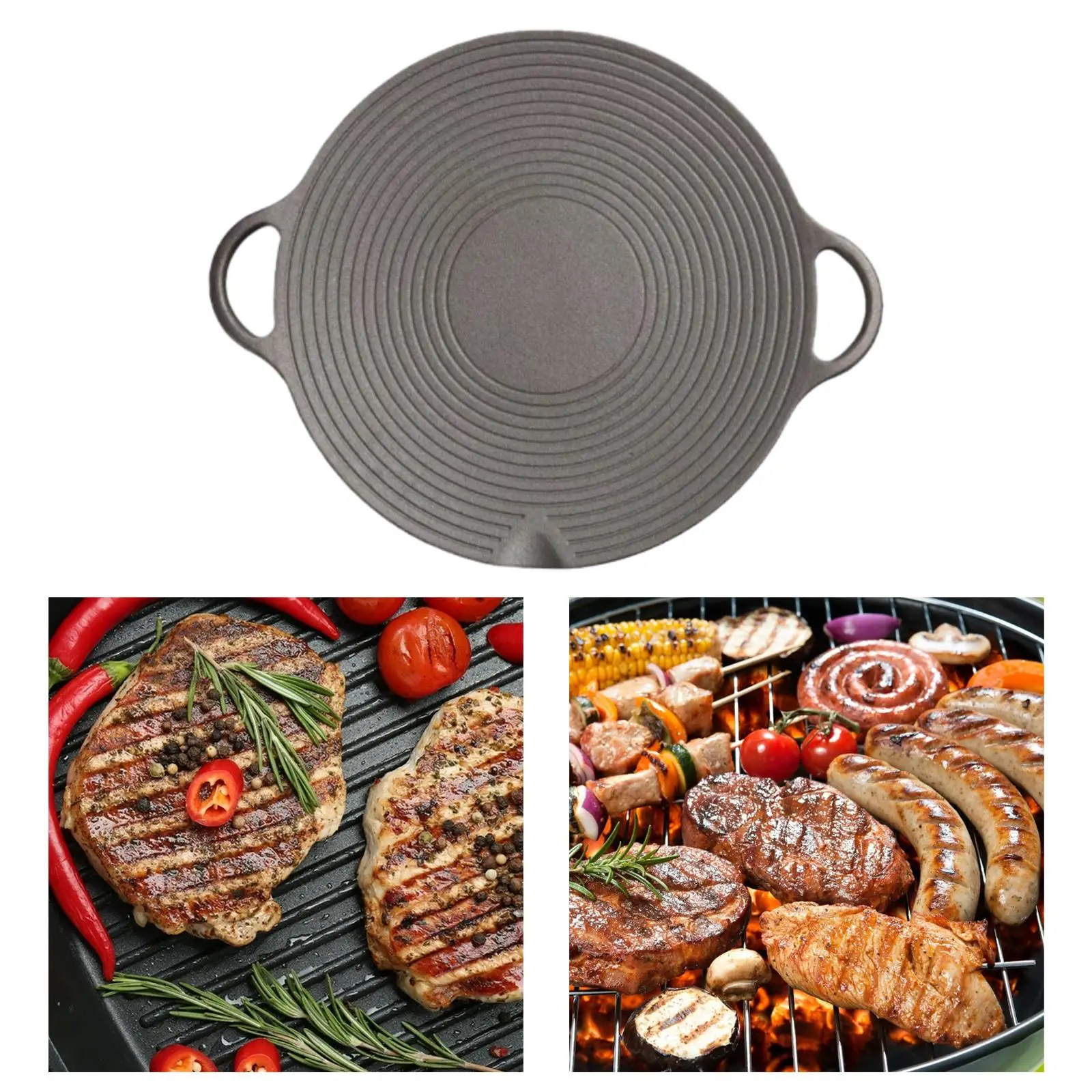 Round Grill Pan Cookware Outdoor Barbecue Plate for Camping Grill Outside