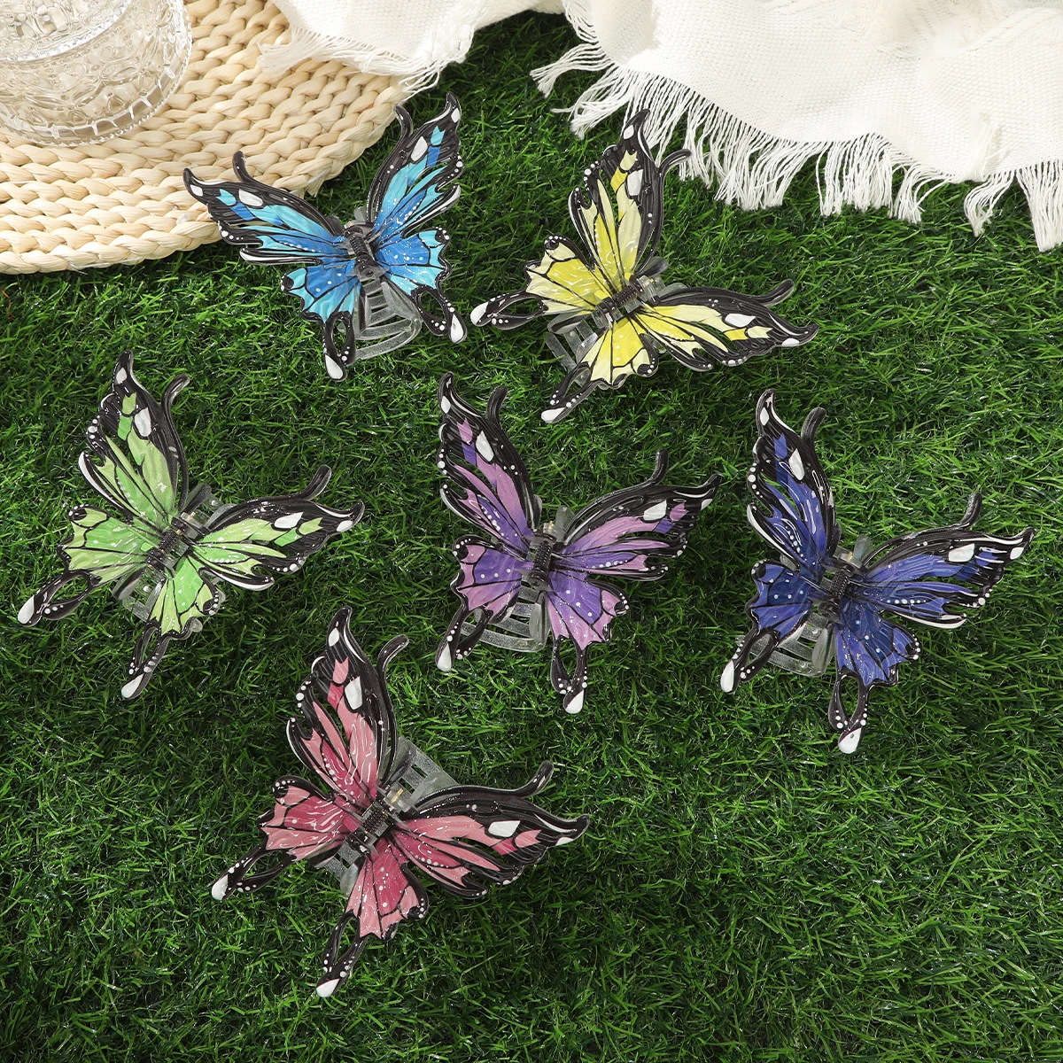 Acrylic Hairpin Hair Grab For Women Sweet Butterfly Hair Claw Hair Clip Korean Ponytail Headdress Temperament Party Hair Claw