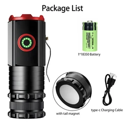 Compact Rechargeable Waterproof LED Flashlight with Pen Clip (Red)