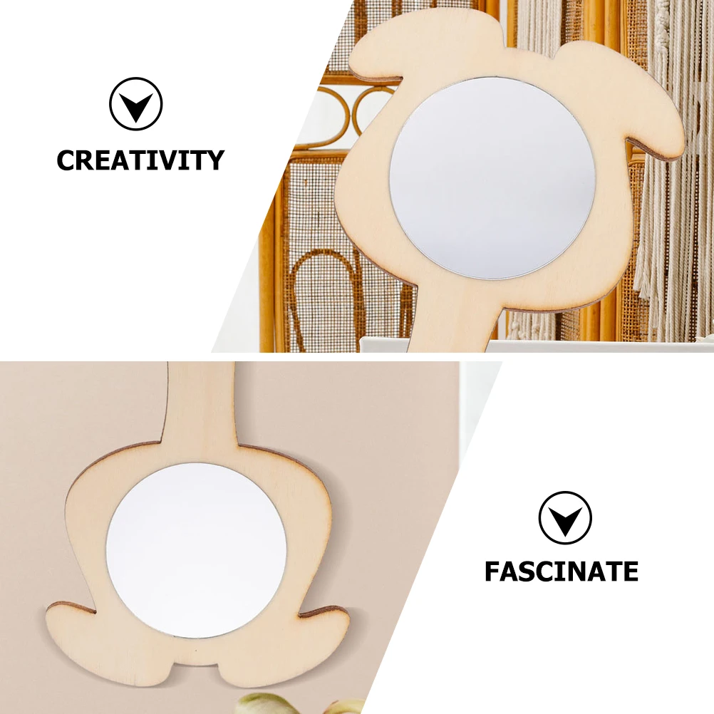 5개 DIY 나무 화장대 거울 무도색 H형 빈 공예품 어린이 가족 H형 장난감 장식 나무 거울 용품