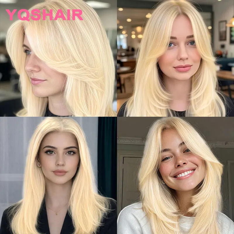 소프트 글루리스 24'' 실키 스트레이트 613    금발 6x6 실크 베이스 유대인용 100% 인모 가발 베이비 헤어 유럽산 모발 프리플럭킹 처리됨