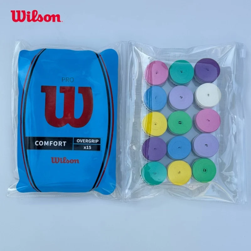 Tennis Overgrip Racket Grip Sticky Overgrip Racket Grip Tape Racket Overgrip 15/ 30Pcs Original WILSON Overgrip Anti Slip Tennis Racket Sweatband Grips Padel Shock Absorption Grip Tape Training Accessories