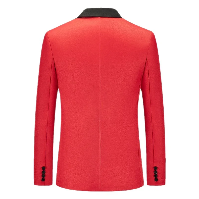 2023 New Male Blazer White Black Red Single Button Fashion Patchwork Slim Fit Coat Business Office Wear Casual Men's Suit Jacket
