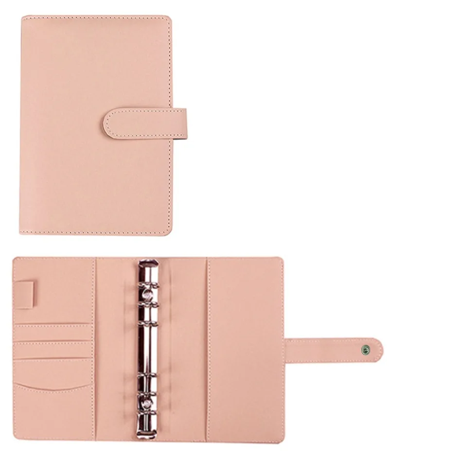 Vibrant Macaron Color Leather 6-Ring Binder Notebook Cover
