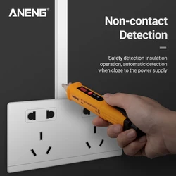 Aneng vd802 não contato ac tensão detector tester medidor 12v 1000v caneta estilo indicador elétrico led medidor de tensão vape caneta