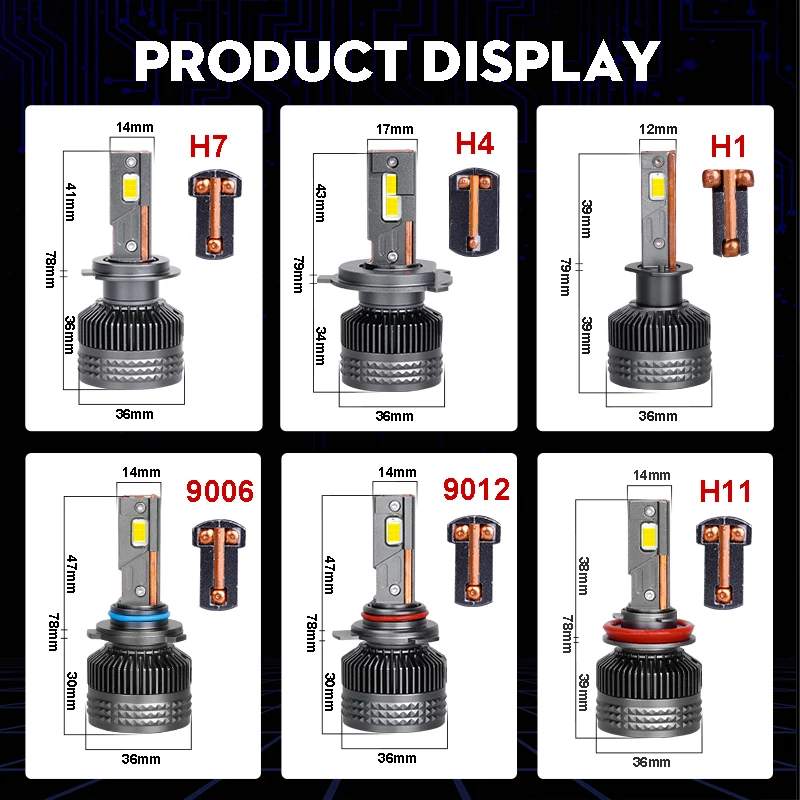 HLXG 60000LM Canbus Sin Error H4 Turbo Lámpara H7 LED 160W 5570 CSP H11 H1  H8 H9 HIR2 H4 Faros Delanteros 9005 9006 H7 Bombillas De Coche Luces  Antiniebla HB3 HB4 K5C